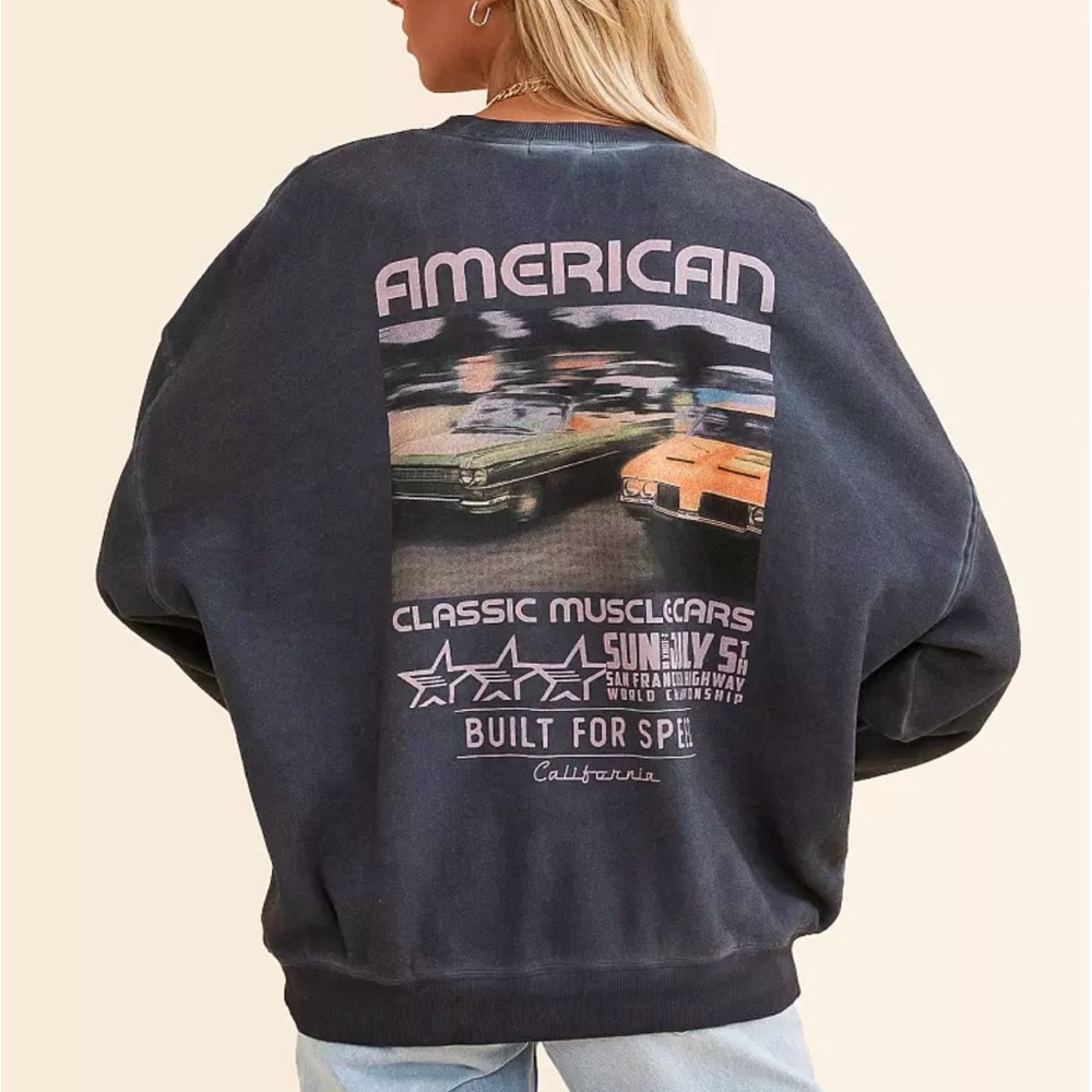 Buckle Modish Rebel Built For Speed California Oversized Fleece Lined Pullover M